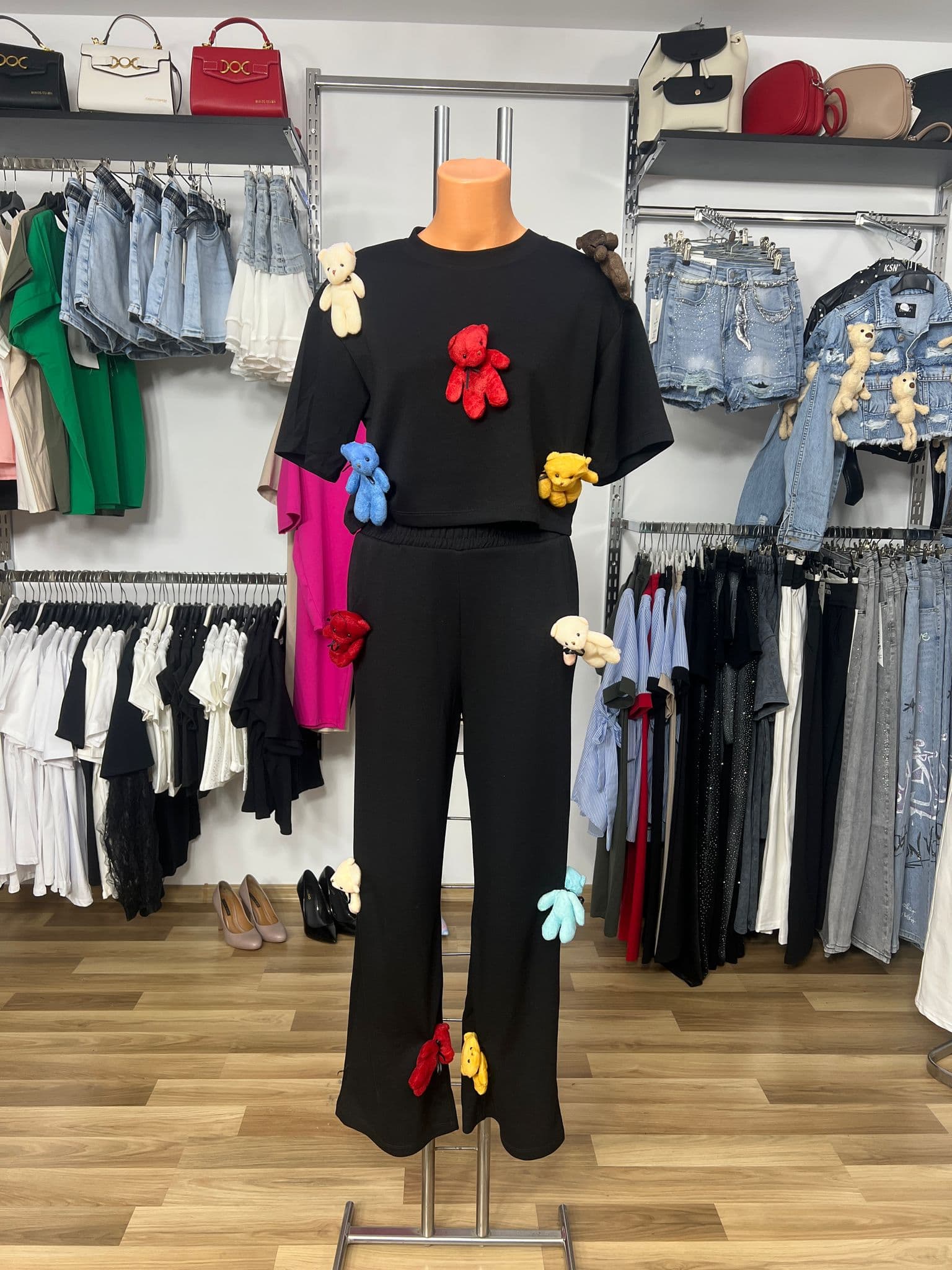 Set Casual 2 Piese cu Aplicații Teddy Colorate – Stil Fun & Urban - current